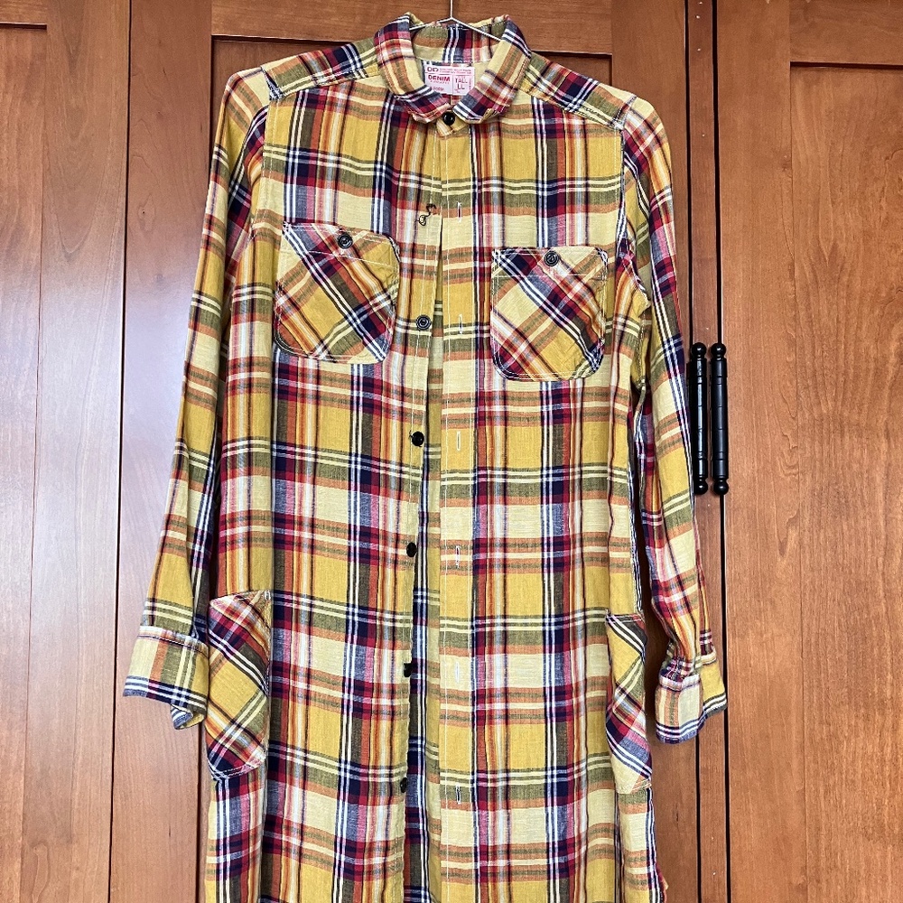 Beautiful Plaid "Denim Dungaree" Linen Dress